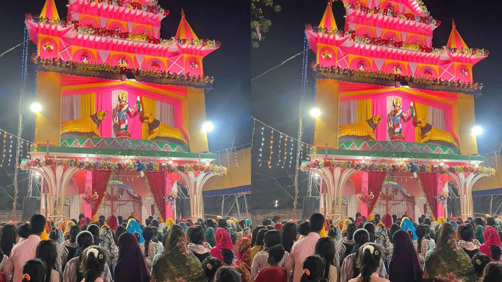 बेगूसराय: गढ़पुरा के कुम्हारसों वैष्णवी दुर्गा मंदिर में उमड़ी श्रद्धालुओं की भीड़