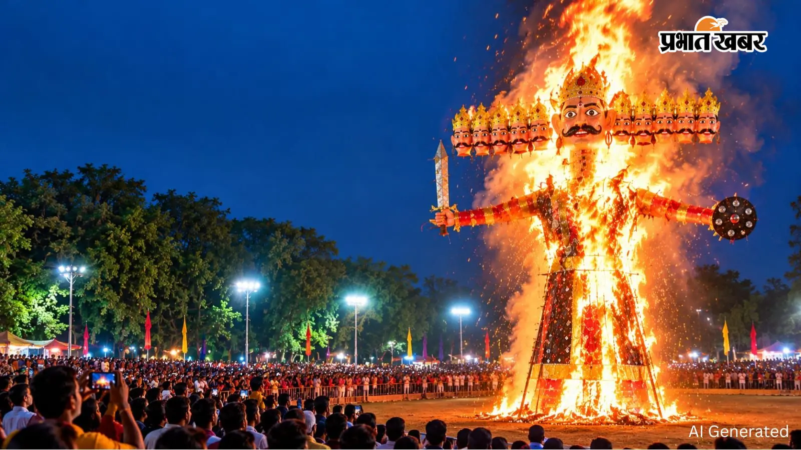 Ranchi Ravan Dahan: रांची में धू-धू कर जला रावण, राज्यपाल ने रिमोट दबाकर किया दहन