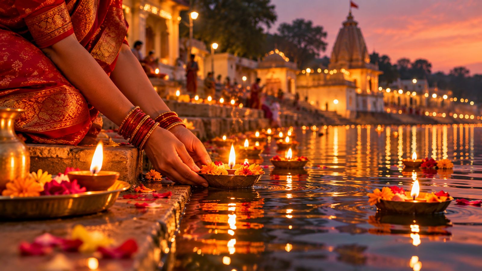 कार्तिक मास में दीपदान (तस्वीर- एआई)