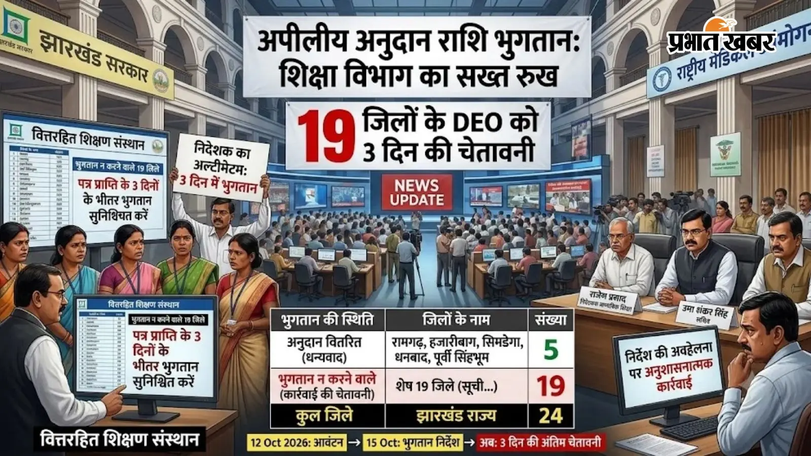 तीन दिन में अनुदान राशि दें, वरना होगी कार्रवाई, 19 जिलों के डीइओ को शिक्षा विभाग का निर्देश