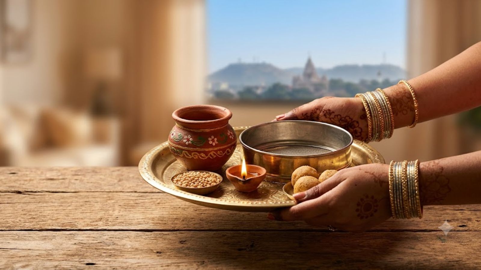 पति के हाथ से पानी पीकर तोड़ा व्रत