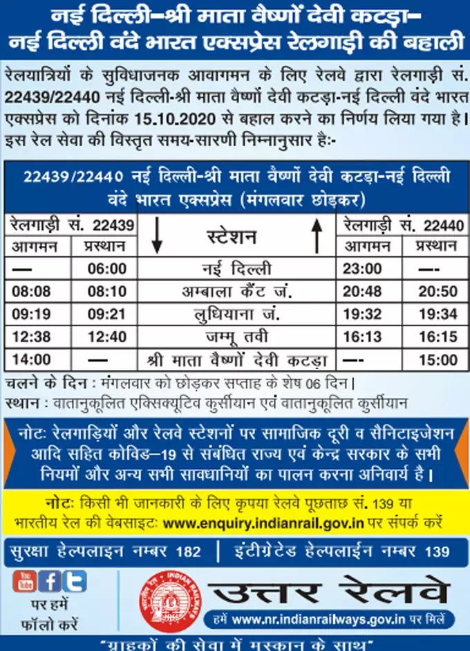Indian Railways/IRCTC News: दो दिन बाद इस स्टेशन से चलेगी माता वैष्णो देवी के दर्शन करने के लिए ट्रेनें. यहां जानिए क्या होगी इसकी टाइमिंग...